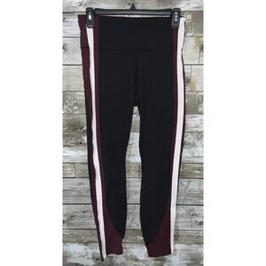 Athleta Crunch 7/8 Tight Black Burgundy Workout Pants Leggings Size S